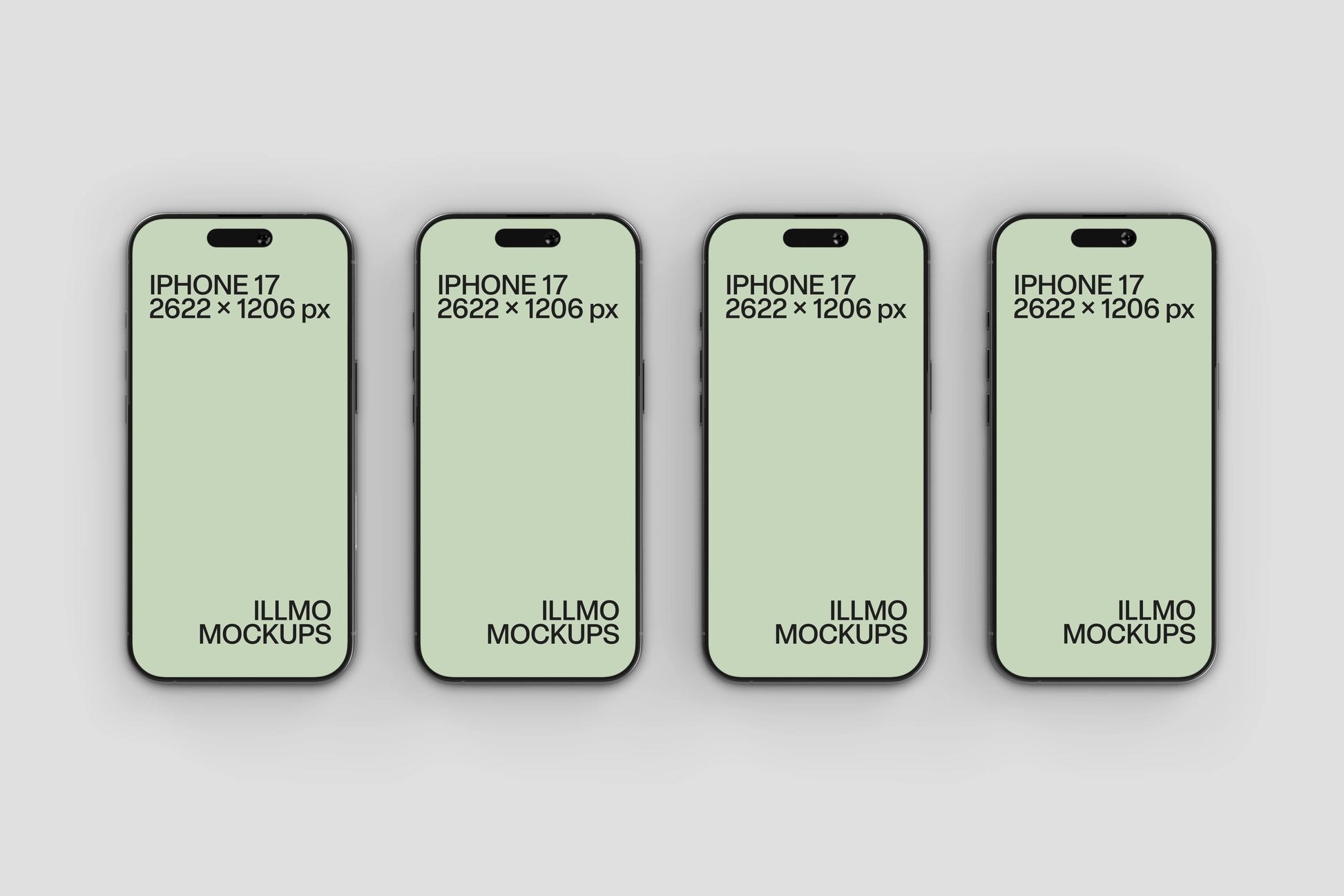 iPhone mockup with four devices for showcasing mobile UI and app design