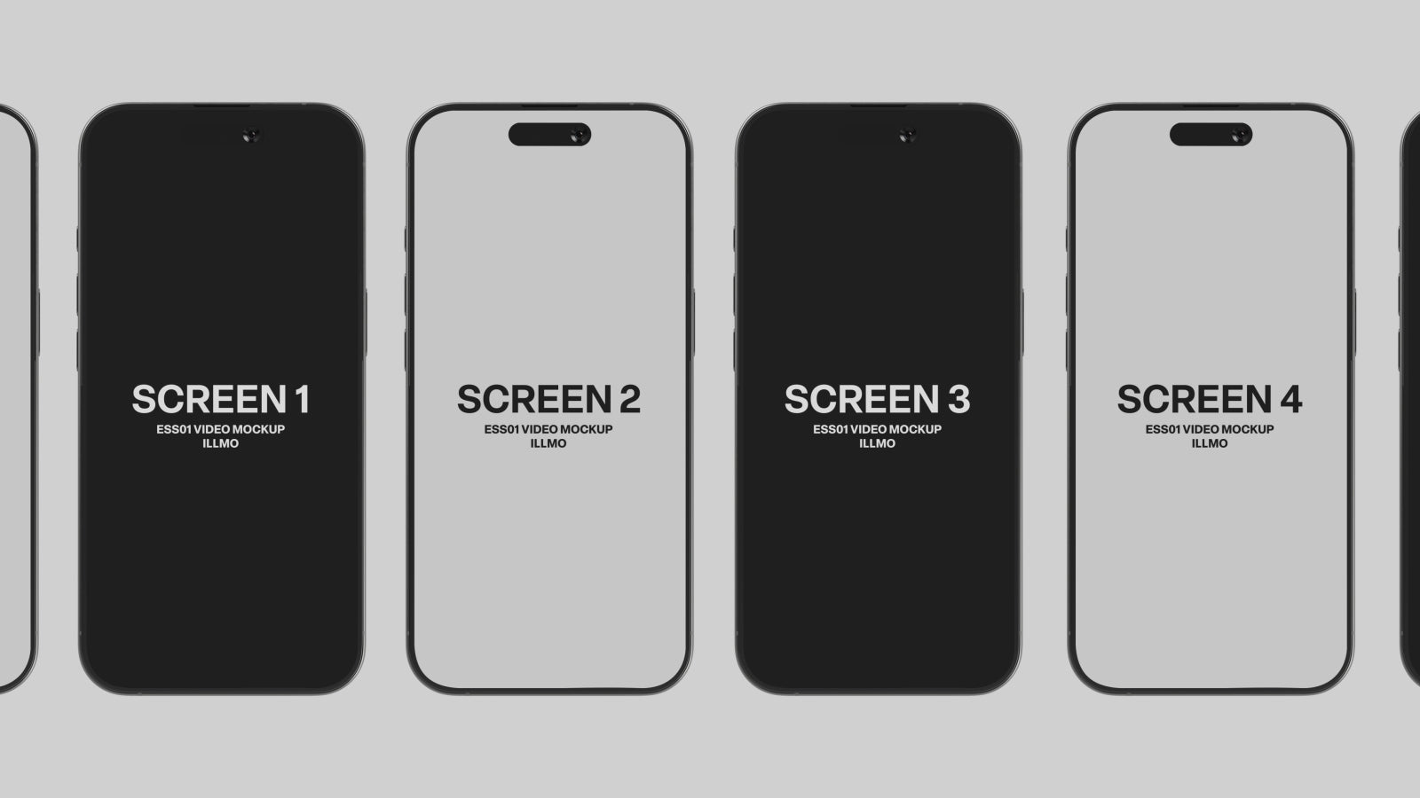 iPhone video mockup on a solid background with black and white placeholder for web and desktop UI presentation, front view